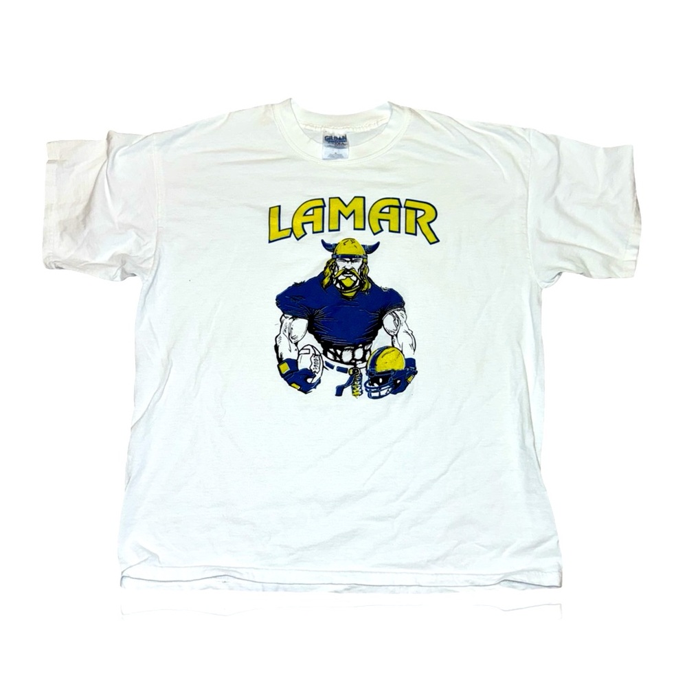 Vintage LAMAR Vikings Puff Ink T-Shirt: High School Mascot Tee: XL: Retro Style